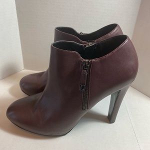 Nine West Women's Binnie Side Zip Pump Booties Burgundy/Brown Size 8.5 M